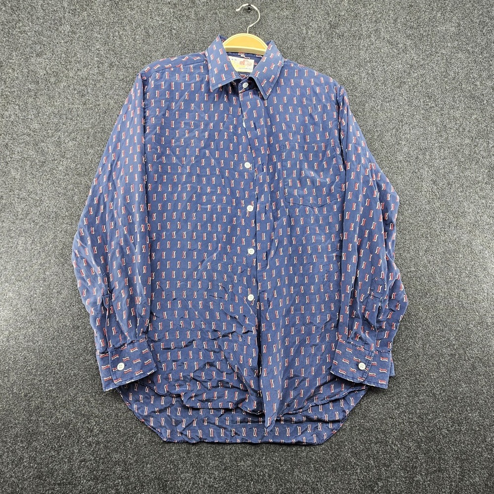 Vintage Double Red Horse Men's Shirt 100% Pure Silk Size 15 1/2